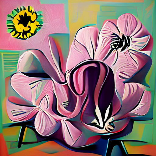 A painting of a surreal flower in the style of pop