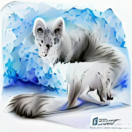 Arctic Fox on a white background digital art