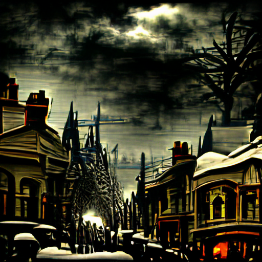 Dark winter Victorian city street