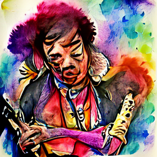 Jimi Hendrix colorful watercolor
