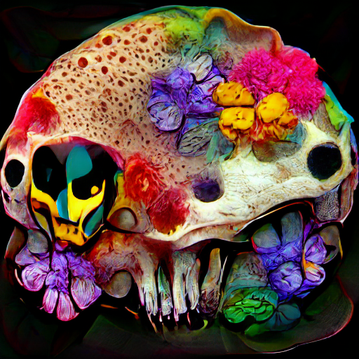 colorful flowering skull